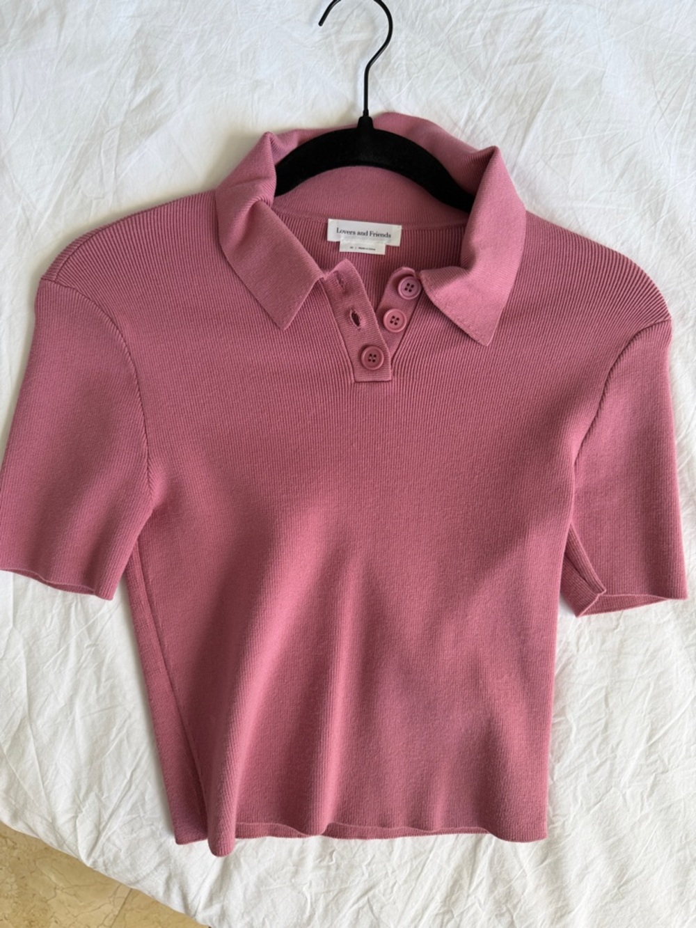 Lovers + Friends Dusty Rose Short Sleeve Knit Polo